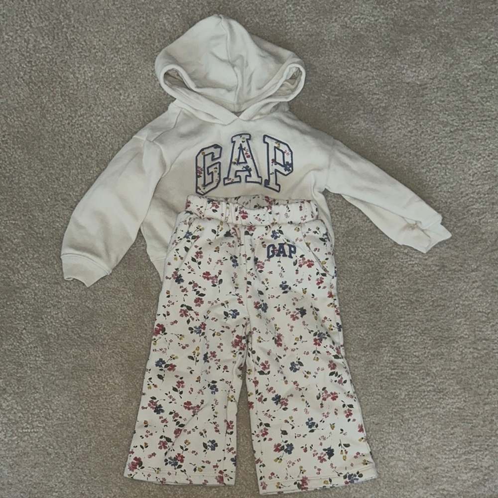 GAP Cream Hoodie and Floral Pants Set